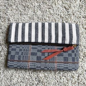 Anthropologie Fold-Over Striped Fabric Pouch